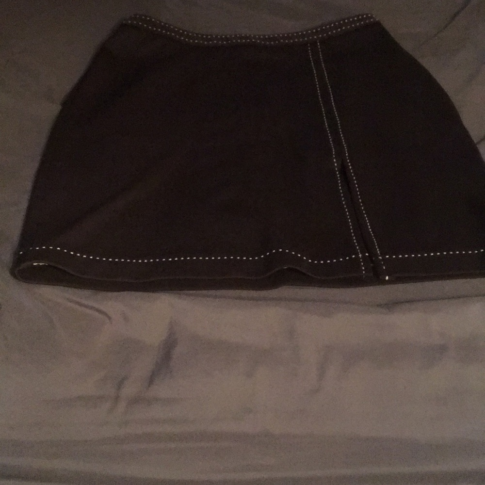 brown skirt with white stitching